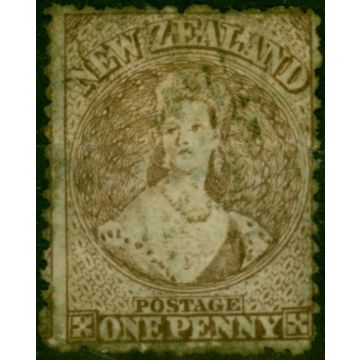 New Zealand 1873 1d Brown SG132a Worn Plate Fine Used 