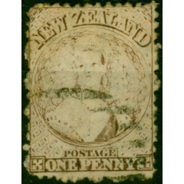 New Zealand 1873 1d Brown Worn Plate SG132a Good Used (3)