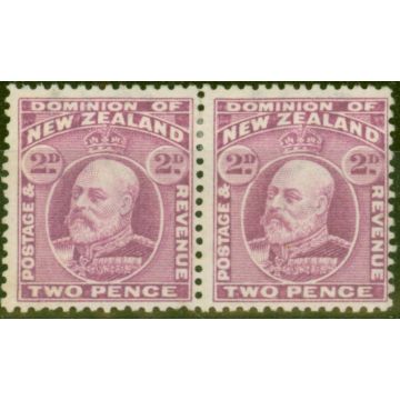 New Zealand 1909 2d Mauve SG388 P.14 x 14.25 Fine Mtd Mint Pair 