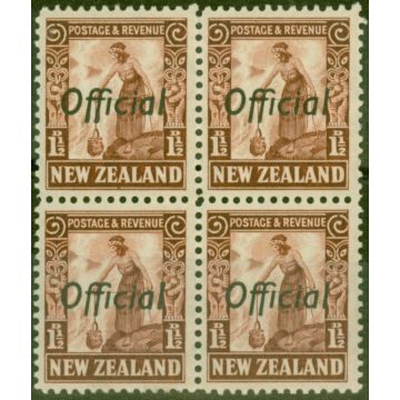 New Zealand 1936 1 1/2d Red-Brown SG0116 V.F MNH Block of 4 