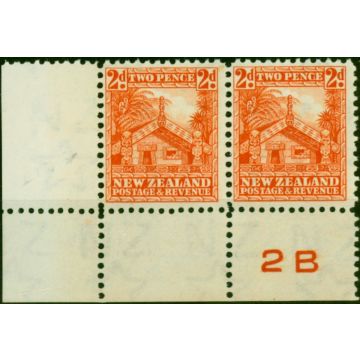 New Zealand 1941 2d Orange SG580b P.12.5 V.F MNH Pair 