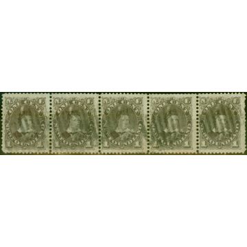 Newfoundland 1880 1c Dull Grey-Brown SG44 Fine Used Strip of 5
