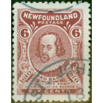 Newfoundland 1910 6c Claret SG100a Fine Used
