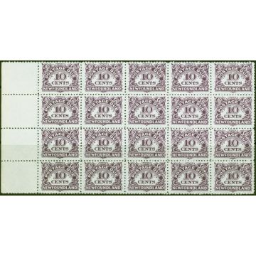 Newfoundland 1949 10c Violet SGD6a With Wmk V.F MNH Block of 20 
