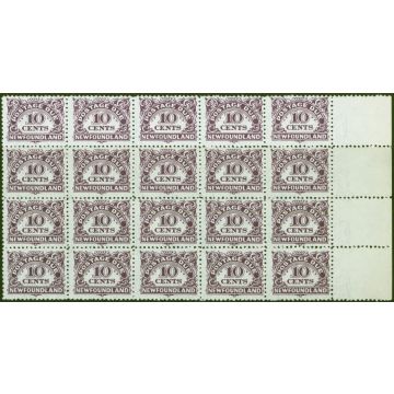 Newfoundland 1949 10c Violet SGD6a With Wmk Very Fine MNH Block of 20 