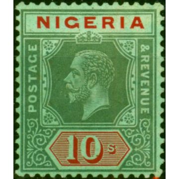 Nigeria 1920 10s on Emerald Pale Olive Back SG11c Fine VLMM 