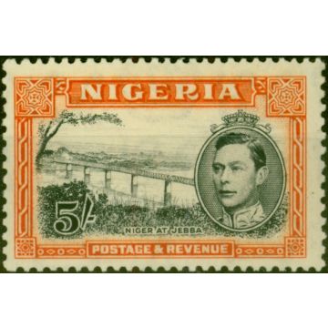 Nigeria 1938 5s Black & Orange SG59 P.13 x 11.5 Fine Lightly Mtd Mint
