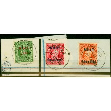 Niue 1911 Set of 3 SG17-19 V.F.U on Large Registered Piece 'N.Z Niue 11 Oc 13' CDS 