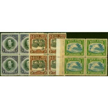 Niue 1938 Set of 3 SG75-77 V.F MNH Blocks of 4