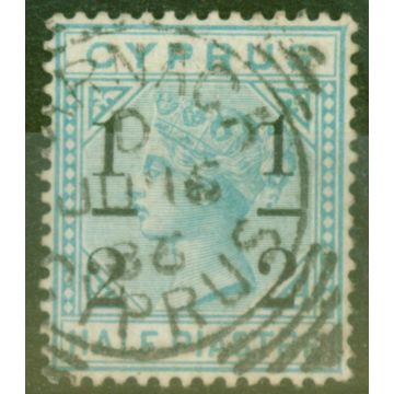 Cyprus 1886 1/2 on 1/2pi Emerald Green SG28 Fine Used 