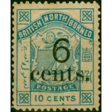 North Borneo 1891 6c on 10c Blue SG56 Good MM