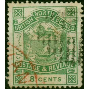 North Borneo 1891 8c Yellow-Green SG43a Fine Used 
