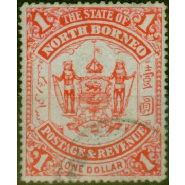 North Borneo 1894 $1 Scarlet SG83 Fine Used