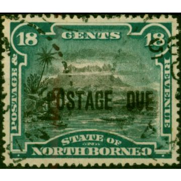 North Borneo 1895 18c Black & Deep Green SGD10 Good Used 