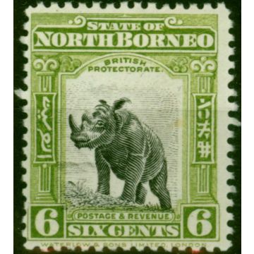 North Borneo 1925 6c Olive-Green SG282 P.12.5 Fine MM 