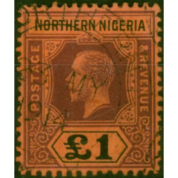 Northern Nigeria 1912 £1 Purple & Black-Red SG52 V.F.U 