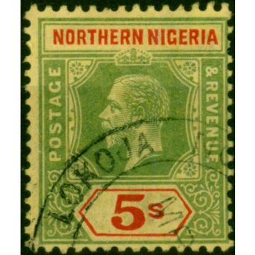 Northern Nigeria 1912 5s Green & Red-Yellow SG50 Fine Used 'Madam Joseph Forgerd' Cancel 