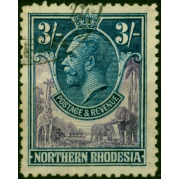 Northern Rhodesia 1925 3s Violet & Blue SG13 Good Used 