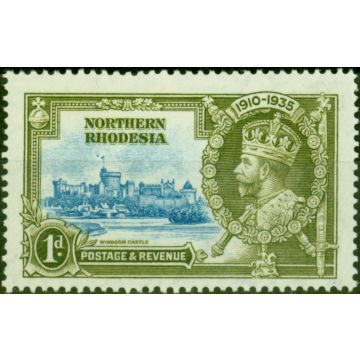 Northern Rhodesia 1935 1d Light Blue & Olive-Green SG18h 'Dot by Flagstaff' Fine LMM