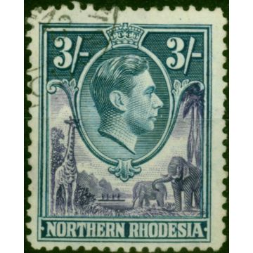 Northern Rhodesia 1938 3s Violet & Blue SG42 Fine Used (2)