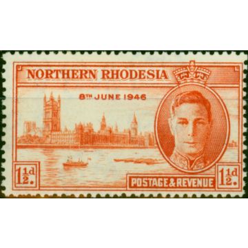 Northern Rhodesia 1946 Victory 1 1/2d Red-Orange SG46a P.13.5 Fine MM 
