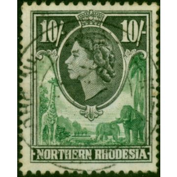 Northern Rhodesia 1953 10s Green & Blue SG73 V.F.U 