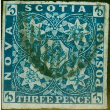 Nova Scotia 1851 3d Bright Blue SG3 Fine Used Example