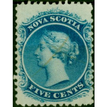 Nova Scotia 1860 5c Blue SG24 Fine Used Reduced Pen Cancel 