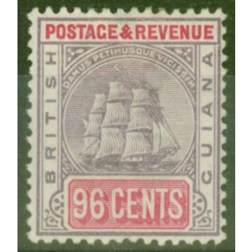 British Guiana 1889 96c Dull Purple & Carmine SG205x Wmk Reversed Fine Mtd Mint
