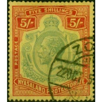 Nyasaland 1929 5s Green & Red-Yellow SG112 Fine Used