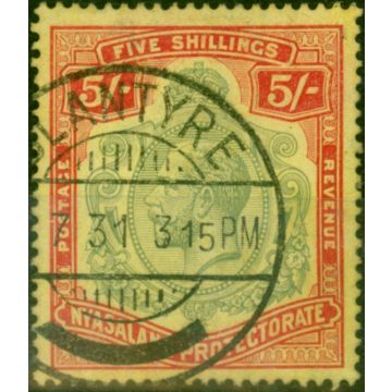 Nyasaland 1929 5s Green & Red-Yellow SG112 Fine Used (2)