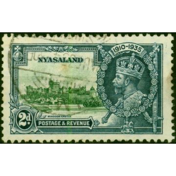 Nyasaland 1935 2d Green & Indigo SG124m 'Bird by Turret' Good Used 