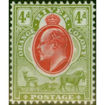 Orange River Colony 1903 4d Scarlet & Sage-Green SG144 V.F & Fresh Lightly Mtd Mint 