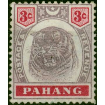 Pahang 1895 3c Dull Purple & Carmine SG14 Fine Unused 