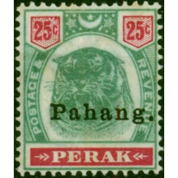 Pahang 1898 25c Green & Carmine SG20 Good Unused 