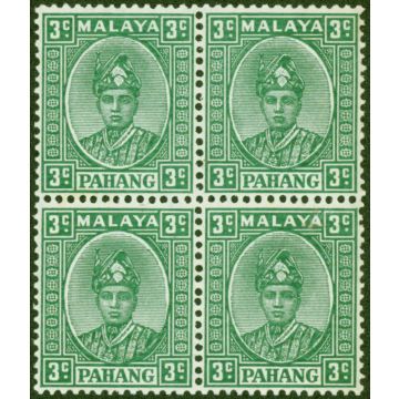 Pahang 1941 3c Green SG31a V.F MNH Block of 4