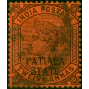 Patiala 1891 12a Purple-Red SG27 Fine Used 
