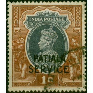 Patiala 1943 1R Grey & Red-Brown SG082 Fine Used 