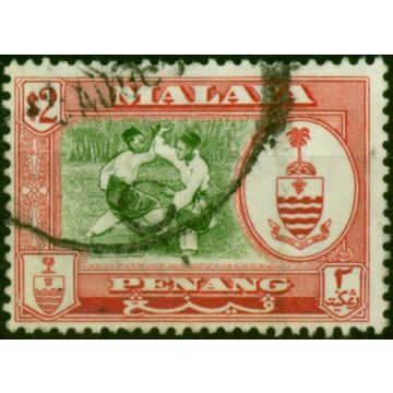 Penang 1960 $2 Bronze-Green & Scarlet SG64 Fine Used 