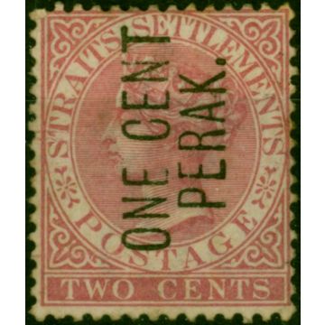 Perak 1886 1c on 2c Pale Rose SG26 Fine Unused 