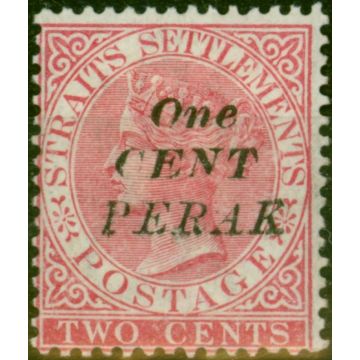 Perak 1889 1c on 2c Bright Rose SG39 Type 36 Fine MM