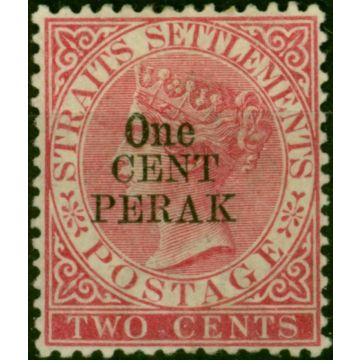 Perak 1889 1c on 2c Bright Rose SG40b Fine MM 