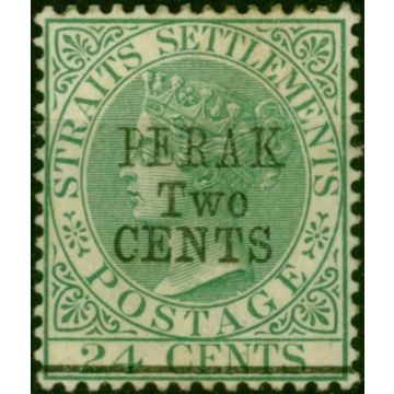 Perak 1891 2c on 24c Green SG52 Fine MM