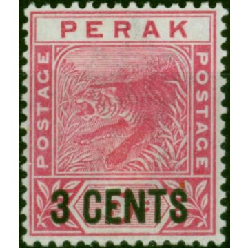 Perak 1895 3c on 5c Rose SG65 Fine MM 