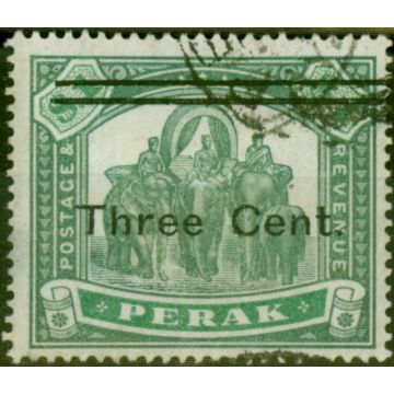 Perak 1900 3c on $1 Green & Pale Green SG86 Fine Used