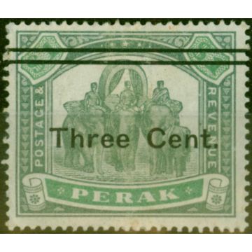 Perak 1900 3c on $1 Green & Pale Green SG86 Good MM