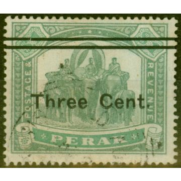 Perak 1900 3c on $1 Green & Pale Green SG86var Broken Upper Bar at Left Fine Used 