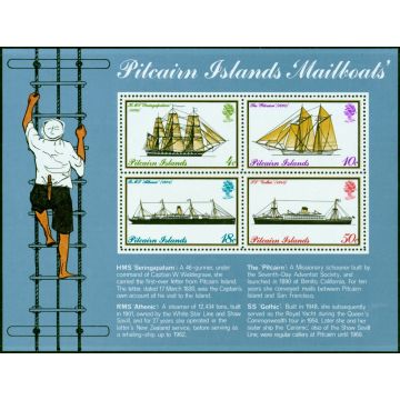 Pitcairn Is 1975 Mail Boats Mini Sheet SG MS161w Wmk Sideways Inverted Fine MNH