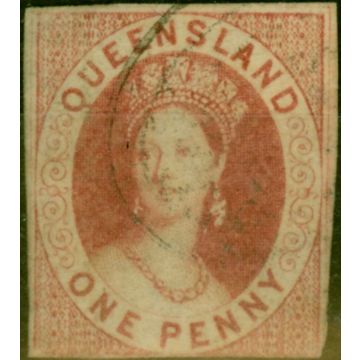 Queensland 1860 1d Carmine-Rose SG1 Fine Used 3 Margins
