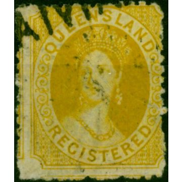 Queensland 1864 Registered (6d) Orange-Yellow SG49 Fine Used 'Salamaua' B.N.G Cancel Scarce 